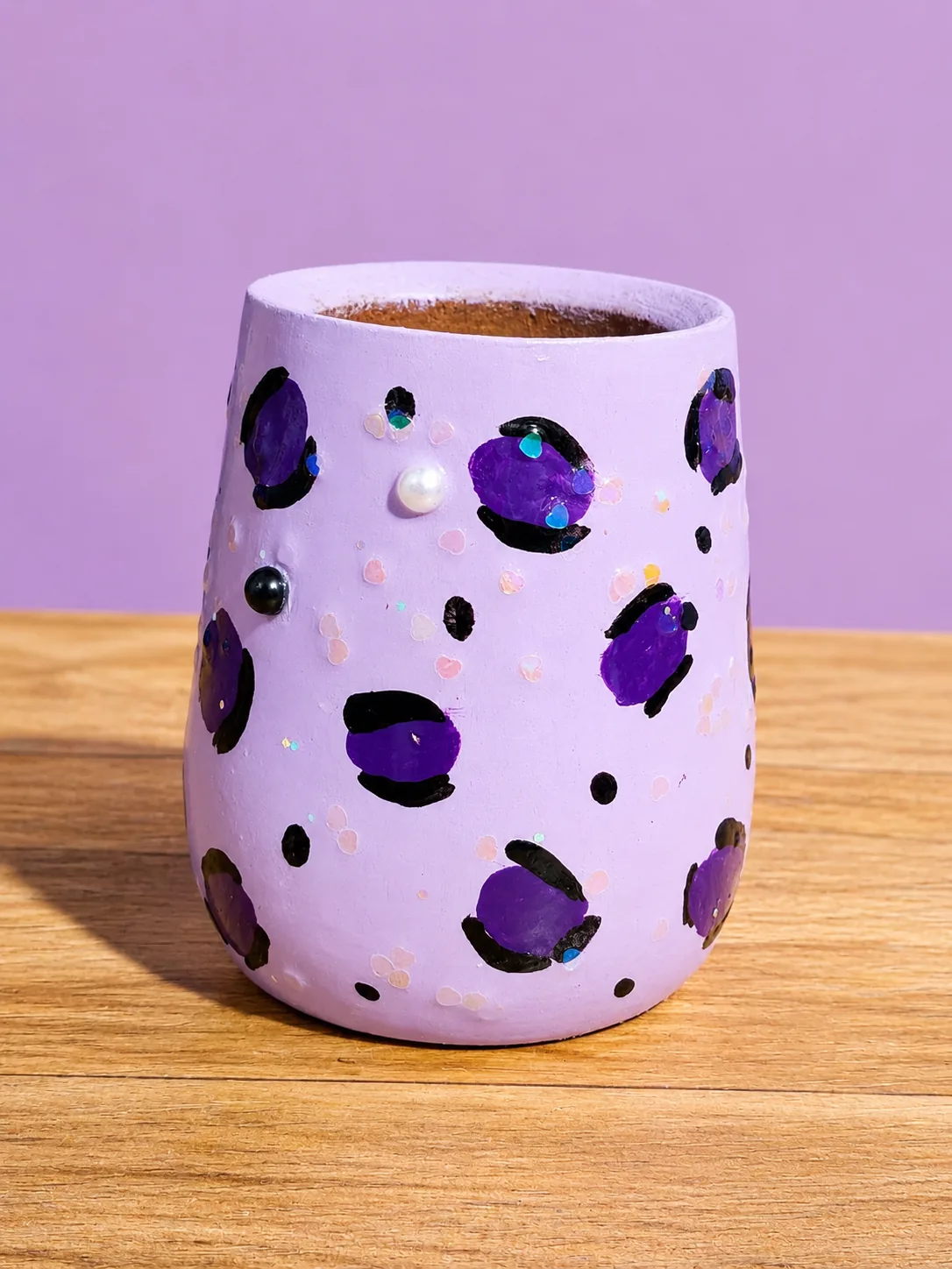 Mate Pera de Algarrobo Lila Animal Print ElyVentas